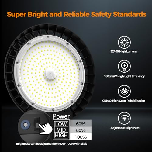 180W UFO High Bay Light 32400LM 6000K