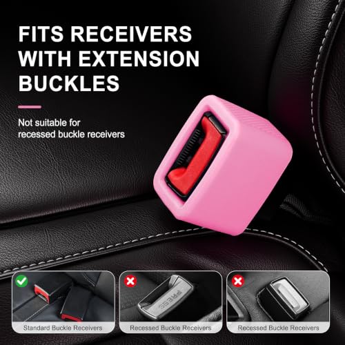 2PCS Seat Belt Buckle Holder (Fluorescent Pink)