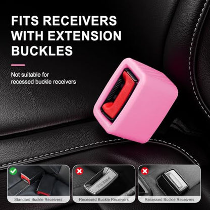 2PCS Seat Belt Buckle Holder (Fluorescent Pink)
