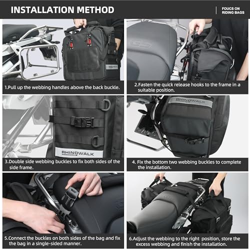 Motorcycle Saddlebags Waterproof 25L Saddle Bag Quick Release side bag Fits Most Adventure and Sports Bike Motorcycle Racks (Black / 25L)