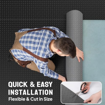 7.5 x 20 FT Garage Floor Mat (7.5'x20' / Black(Dual Diamond))