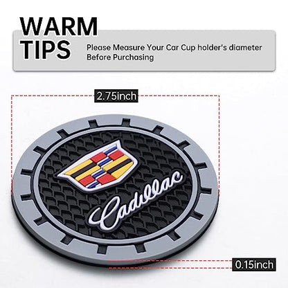 Car Cup Holder Coaster for Cadillac Escalade CT4 CT5 CT6 ATS CTS SRX XT5 Recessed Silicone Cupholder Coaster Interior Accessories 2.75in 2Pack (Gray-02)