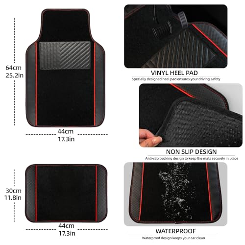 10 Pcs Car Floor Mats Full Set Car Accessories (Car Floor Mats Set / Red Line)
