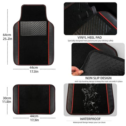 10 Pcs Car Floor Mats Full Set Car Accessories (Car Floor Mats Set / Red Line)