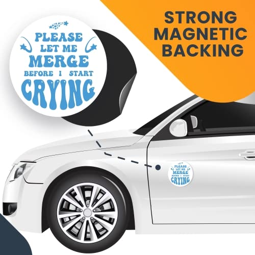 Blue Please Let Me Merge Before I Start Crying Magnet Decal (Blue- Please Let Me Merge Before I Start Crying)