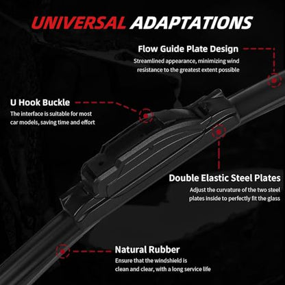 Windshield Wiper Blades Replacement for Kia Rio 2013 (26"+16"+11"(Hook))