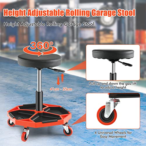 Adjustable Mechanic Rolling Stool (Red)