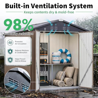 6' x 6' Metal Outdoor Storage Shed (Gray / 6x6)