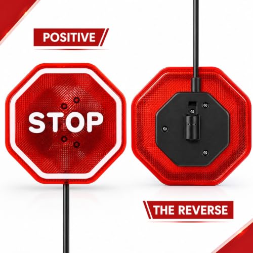 Flashing LED Stop Sign Garage Parking Assistant System (Black & Red - 2 Pack)