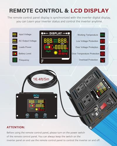 4000 Watt Pure Sine Wave Power Inverter DC 24V to 110 (4000W - 24V / Blue)