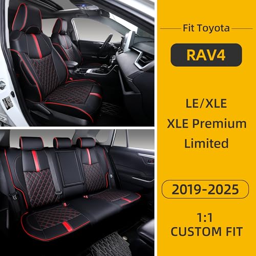 Custom RAV4 Seat Covers for 2019 (Black with Red Sport / 2019-2025 RAV4 Gas)