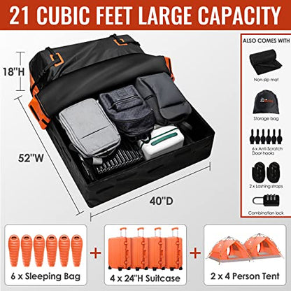 Car Rooftop Cargo Carrier Bag (Black-21 Cubic Feet)