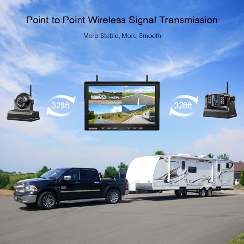 Magnetic Wireless Backup Camera (Mars Black / 10 inches 4-Camera)