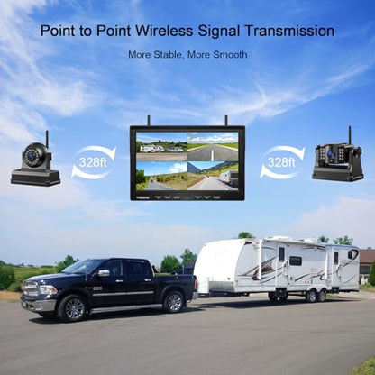 Magnetic Wireless Backup Camera (Mars Black / 10 inches 4-Camera)