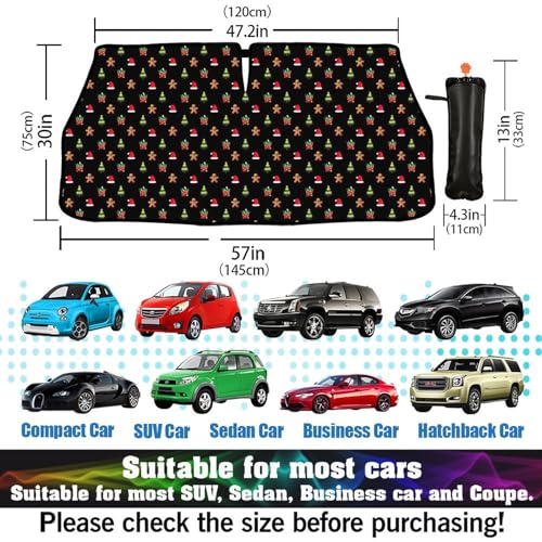 Christmas Car Windshield Sunshade Umbrella Funny Car Sun Shade Foldable Window Shades Cover 57 x 30 in (christmas)