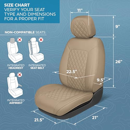 Curated Sandstone Napa Leather Seat Covers for Cars & SUVs (Beige (Sandstone) – Set / Full Set)