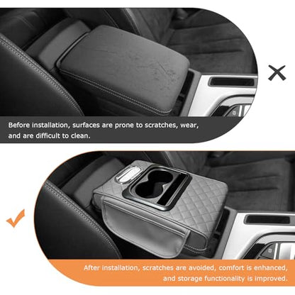 Car Center Console Armrest Pillow (Embroidered / Gray)