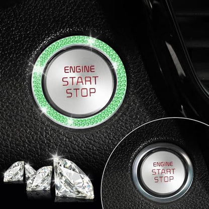 2 PCS Crystal Double Rhinestone Car Engine Start Stop Decoration Ring (Double Light Green)