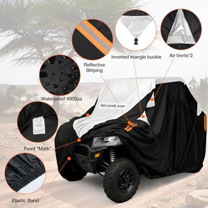 UTV Cover Waterproof 300D Heavy Duty 2 (M: 126"Lx 65"Wx 73"H (Single row seat))