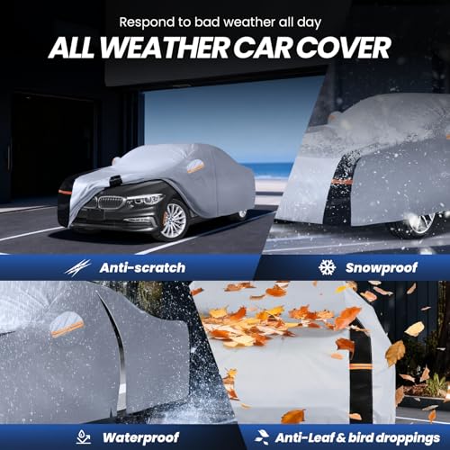Multi Layer Car Cover Custom Fit for BMW 5 Series 528i 530i 535i 540i M5 M550i M550 (W.Custom Fit BMW 5 Series / White Car Cover)