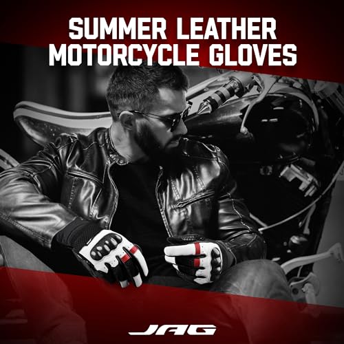 Leather Motorcycle Gloves for Men (White / 3X-Large)