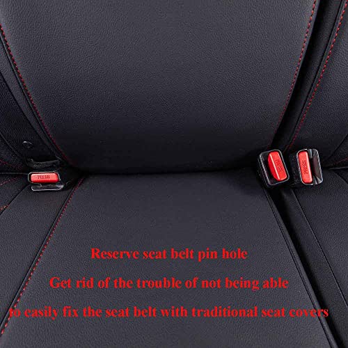 Tacoma Leather Car Seat Covers Custom Fit for Toyota Tacoma 2012 2013 2014 2015 (Leather (Black with Red Trim) / 2012-2015 Tacoma Full Set (Regular Seats))