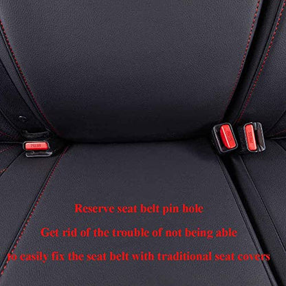 Tacoma Leather Car Seat Covers Custom Fit for Toyota Tacoma 2012 2013 2014 2015 (Leather (Black with Red Trim) / 2012-2015 Tacoma Full Set (Regular Seats))