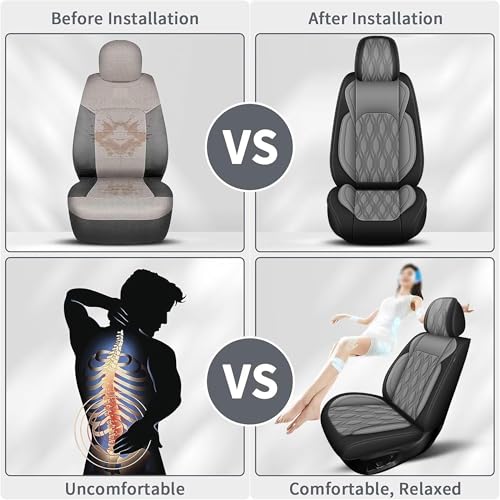 Front Waterproof Leather Seat Covers for Toyota Camry 2002 (#067 Black&Gray / 3.Camry-2 Front Seat Covers Only)