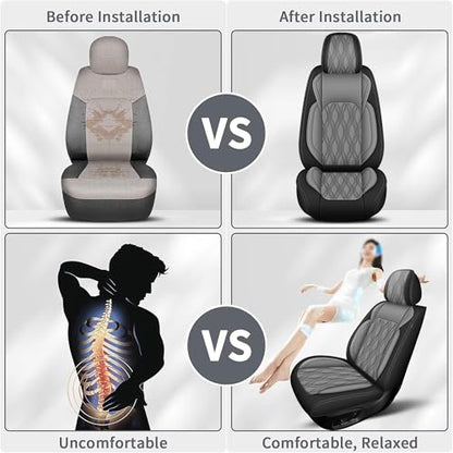 Front Waterproof Leather Seat Covers for Toyota Camry 2002 (#067 Black&Gray / 3.Camry-2 Front Seat Covers Only)