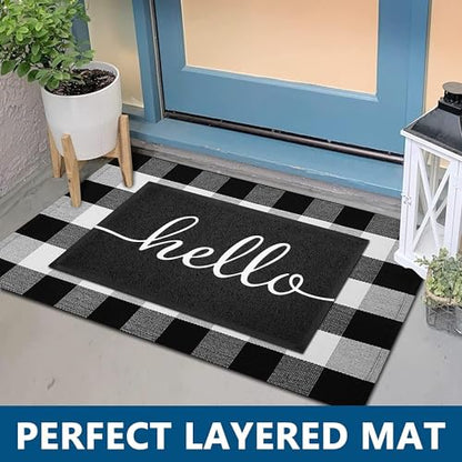 Door Mat 2 Pack Outside Inside Hello Doormat 30"x17.5" Durable Floor Mat Non Slip Mat Ultra Absorb Mud Easy Clean Front Doormat for Garage (2'6" x 1'6" / 2pack Hello)