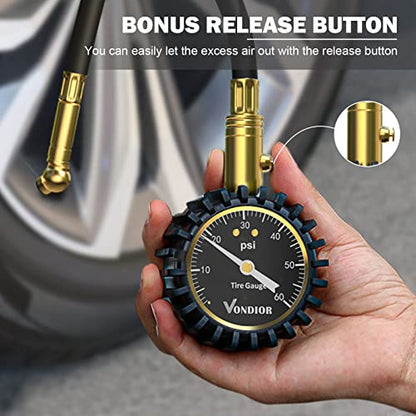 Tire Pressure Gauge (0-60 PSI / Black Tire Gauge w/ Tube)