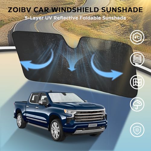 Car Windshield Sun Shade for Chevrolet Silverado GMC Sierra 2019 (for Chevrolet Silverado GMC Sierra 2019-2026)