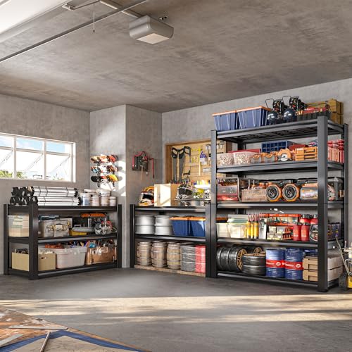 72" H Garage Shelving Heavy Duty Adjustable Metal Shelf for Basement (Black)