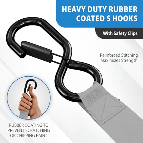 USA Based Retractable Ratchet Straps (1in x 6ft - 4 Pack / Gray)