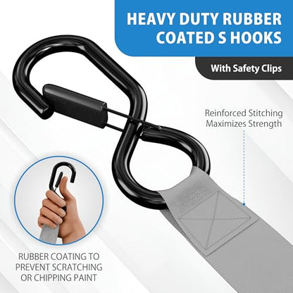 USA Based Retractable Ratchet Straps (1in x 6ft - 4 Pack / Gray)