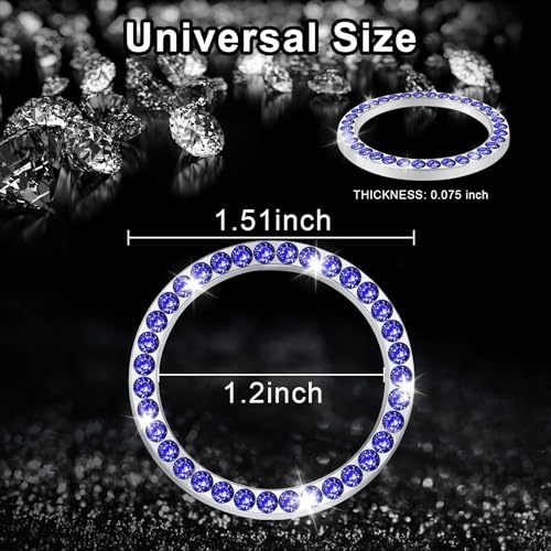 2 PCS Crystal Rhinestone Car Engine Start Stop Decoration Ring (Dark Blue)