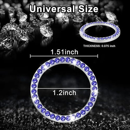 2 PCS Crystal Rhinestone Car Engine Start Stop Decoration Ring (Dark Blue)