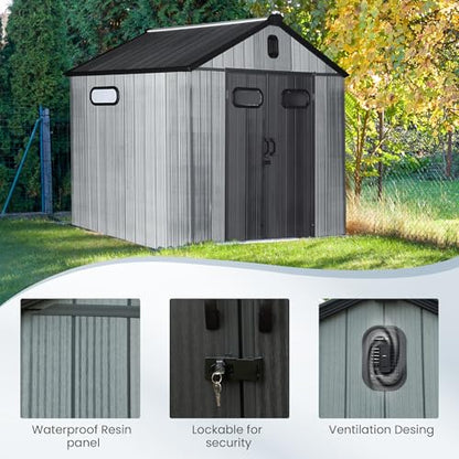 Domi 8x6 FT Resin Outdoor Storage Shed (8x6FT)