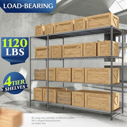 52.4W Wire Shelving Rack (13.78"D x 52.36"W x 59"H)