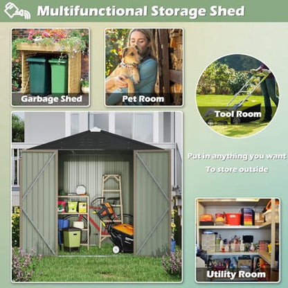 8x6 FT Outdoor Storage Shed (Brown / 8x6 FT)