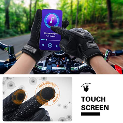 Motorcycle Gloves Touch Screen Full Finger Riding Gloves Knuckle Protection for Men and Women for Dirt Riding (Black / XX-Large)