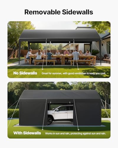 12x20 FT Heavy Duty Carport (Gray / 12x20ft)