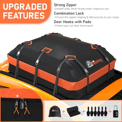 Car Rooftop Cargo Carrier Bag 21 Cubic feet Waterproof Car Roof Top Bag for All Cars with (21 Cubic Feet)