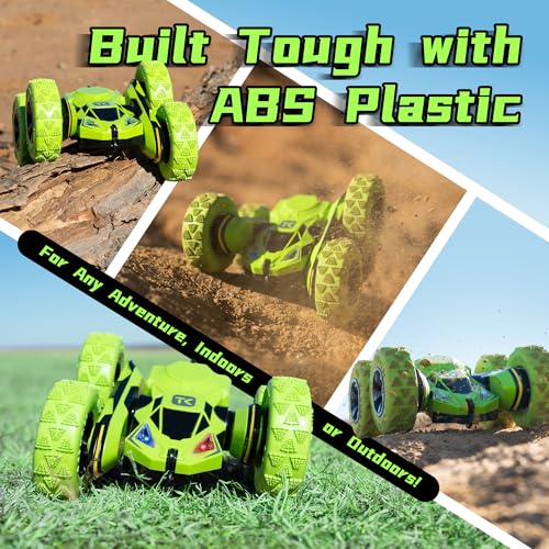 Remote Control Flip Stunt Car Double Sided Driving Toys Gifts (Green)