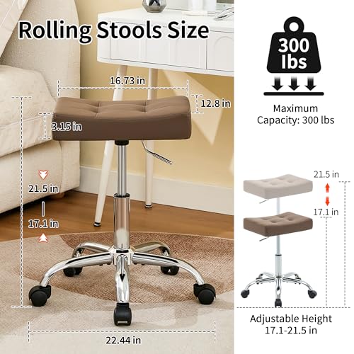 Hairstylist Stool with Wheels (Coffee Brown)