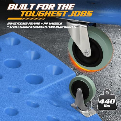 Mechanic Creeper with Padded Headrest & Tool Trays (Blue / 46.5")
