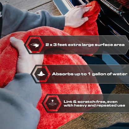 Microfiber Car Drying Towel 24"x36" (Crimson / 24"x36" Double sided)