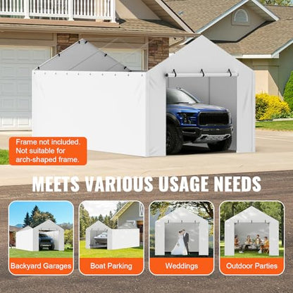 Carport Replacement Canopy Cover Side Wall 10 x 20 ft (White / 10x20ft)