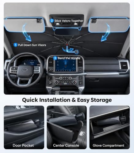 Windshield Sunshade Umbrella Custom Fit for Kia Telluride 2020 (For Kia / For Telluride)