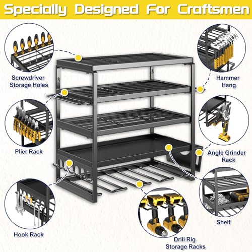 Power Tool Organizer Wall Mount (5-Tier 4 Drill Holders)